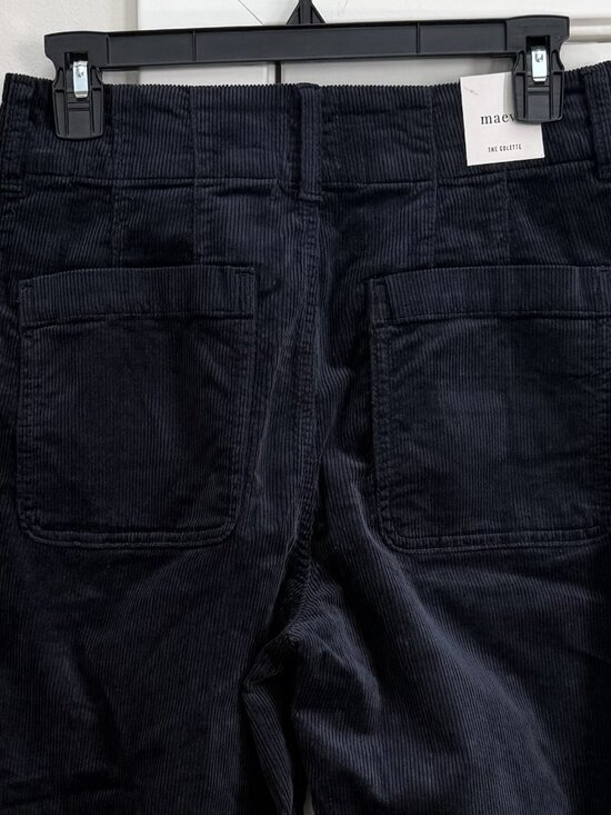 Anthropologie Colette Corduroy Crop Pants Scallop Pocket Wide Leg Size 28 Navy - Picture 6 of 11